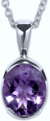 Unique Silver and Rhodium Plated Necklace with Large Amethyst Pendant