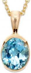 Unique Silver and Gold Plated Necklace with Large Blue Topaz Pendant