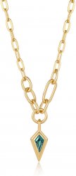 Ania Haie Teal Sparkle Drop Pendant Chunky Chain Necklace