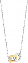 Gold and Silver Circle and Square Link Necklace 34025ZY