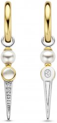 Silver and Gold Plated Cubic Zirconia and Pearl Drop Earings 7933YP
