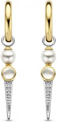Silver and Gold Plated Cubic Zirconia and Pearl Drop Earings 7933YP