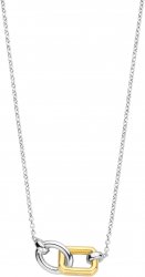 Gold and Silver Circle and Square Link Necklace 34025ZY