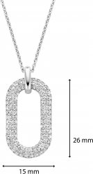 TI SENTO Silver Cubic Zirconia Oval Necklace 3964ZI