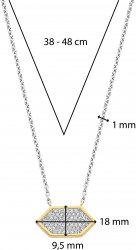 Silver and Gold Plated Pave Set Cubic Zirconia Hexagon Necklace 34040ZY