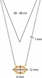 Silver and Gold Plated Peach Cubic Zirconia Necklace 34041NU