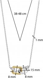 Gold and Silver Circle and Square Link Necklace 34025ZY
