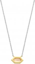 Silver and Gold Plated Peach Cubic Zirconia Necklace 34041NU