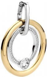 Silver and Gold Plated Double Circle Cubic Zirconia Pendant