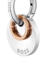 Boss Women's Two Coloured Silver And Rose Medallion Hoop Earrings