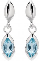 Unique Silver Drop Earrings with Rhodium Plating and Blue Topaz