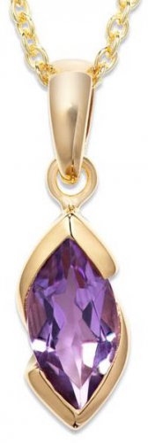 Unique Silver and Gold Plated Necklace with Amethyst Drop