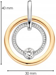 Silver and Gold Plated Double Circle Cubic Zirconia Pendant