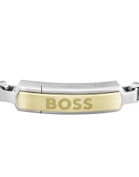 Men's Boss Devon Two Colour Chunky Box Link Bracelet With Boss Logo Fastener