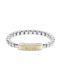 Men's Boss Devon Two Colour Chunky Box Link Bracelet With Boss Logo Fastener