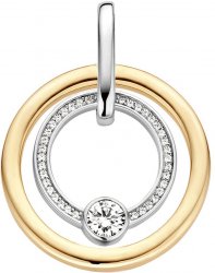 TI SENTO Gold And Silver Cubic Zirconia Interlocked Circle Pendant 6755ZY