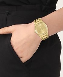 Boss Women's Steer Gold Ionic Plated Stainless Steel Link Bracelet, Gold Toned Metallic Dial Watch