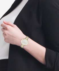 Boss Women's Sena Two Tone Stainless Steel Link Bracelet, Silver White Dial Watch