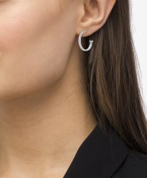 Boss Women's Zia Diamond Cut Silver Coloured Hoops