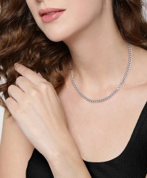 Boss Women's Kassy For Her Silver Coloured Curb Link Boss Logo Necklace