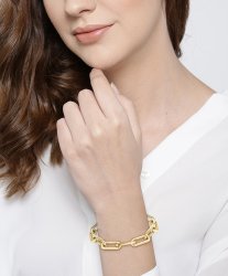 Boss Women's Halia Gold Colour Chunky Paper Link Bracelet