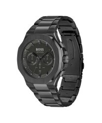 Men's Boss Taper Collection Black Ionic Stainless Steel Chronograph Watch With Black Dial And Index