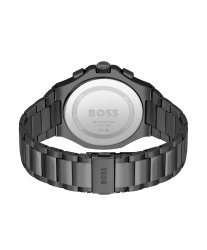 Men's Boss Taper Collection Black Ionic Stainless Steel Chronograph Watch With Black Dial And Index And Rose Gold Colour Detail