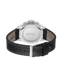 Men's Boss Troper Chronograph Watch With Black Leather Strap Featuring A Stitch Detail. Black Dial And Index