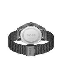 Men's Boss Tyler Black Ionic Plated Stainless Steel Watch With Mesh Bracelet, Black Sunray Dial With Index