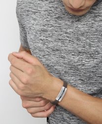 Men's Boss Luke Brown Leather Strap Bracelet With Boss Logo Buckle