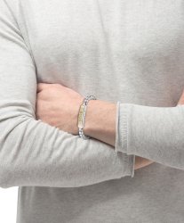 Men's Boss Devon Two Colour Chunky Box Link Bracelet With Boss Logo Fastener