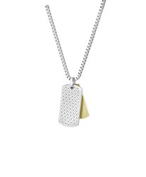 Men's Boss Devon Two Colour Chunky Box Link Bracelet With Boss Logo Dog Tag Pendant