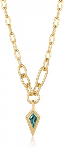 Ania Haie Teal Sparkle Drop Pendant Chunky Chain Necklace