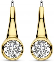 Silver and Gold Plated Circle Cubic Zirconia Drop Earings 7951ZY