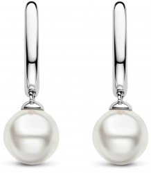 Silver Pearl Huggie Earings 7939PW