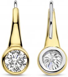 Silver and Gold Plated Circle Cubic Zirconia Drop Earings 7951ZY