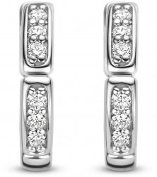 TI SENTO Silver Cubic Zirconia Line Detail Hoop Earrings 7889ZI