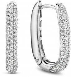 TI SENTO Silver Cubic Zirconia Oval Hoops 7901ZI