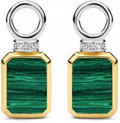 TI SENTO  Gold Malachite Rectangle Ear Charms 9241MA