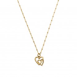 Chlobo Gold Delicate Cube Chain Interlocking Love Heart Necklace