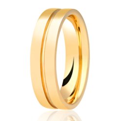 Terra 9ct Yellow Gold Medium Flat Court Diamond Cut Wedding Ring