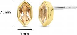 Silver and Gold Plated Peach Cubic Zirconia Stud Earings 7944NU