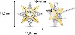 Silver and Gold Plated Pearl and Cubic Zirconia Small Star Earings 7932MW
