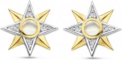 Silver and Gold Plated Pearl and Cubic Zirconia Small Star Earings 7932MW