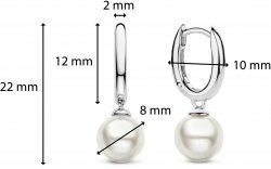 Silver Pearl Huggie Earings 7939PW