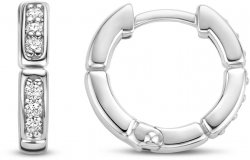 TI SENTO Silver Cubic Zirconia Line Detail Hoop Earrings 7889ZI