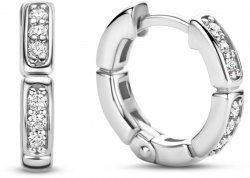 TI SENTO Silver Cubic Zirconia Line Detail Hoop Earrings 7889ZI
