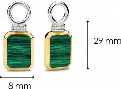 TI SENTO  Gold Malachite Rectangle Ear Charms 9241MA