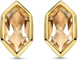 Silver and Gold Plated Peach Cubic Zirconia Stud Earings 7944NU