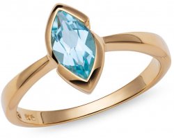 Unique Silver and Gold Plated Marquise Blue Topaz Ring